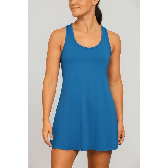 24/7 Comfort  Apparel Women's Blue Sleeveless Tunic Flared Tank Top M - Picture 1 of 9